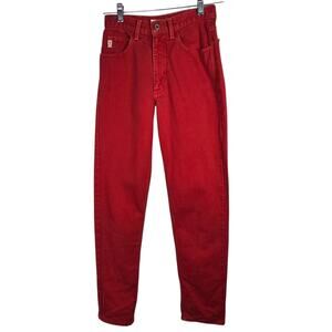 Guess Jeans Womens 26 Red High Rise Tapered 100% Cotton Denim Vintage 90s Pants